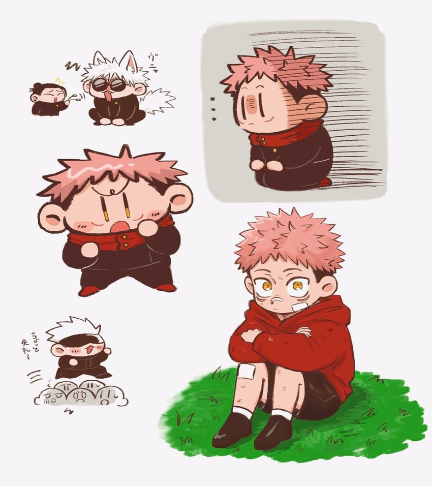 gojou satoru, itadori yuuji, and getou suguru (jujutsu kaisen) drawn by n_tgk11