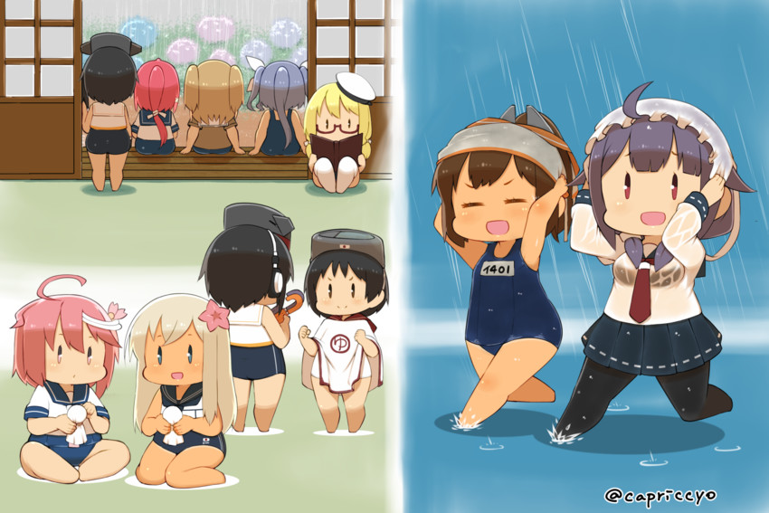 ro-500, i-19, i-58, i-401, taigei, and 6 more (kantai collection) drawn by capriccyo