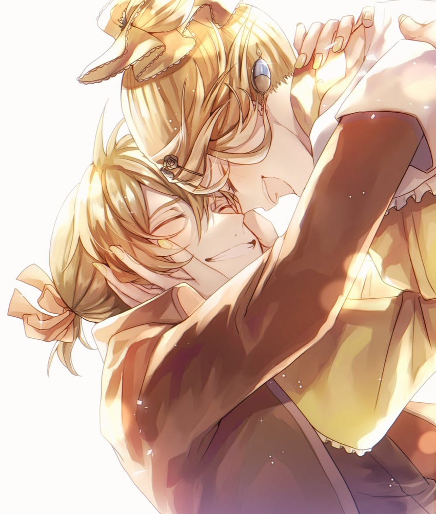 kagamine rin, kagamine len, riliane lucifen d'autriche, and allen avadonia (vocaloid and 2 more) drawn by aryuma772 and warabi_(danngo-mitarasi)
