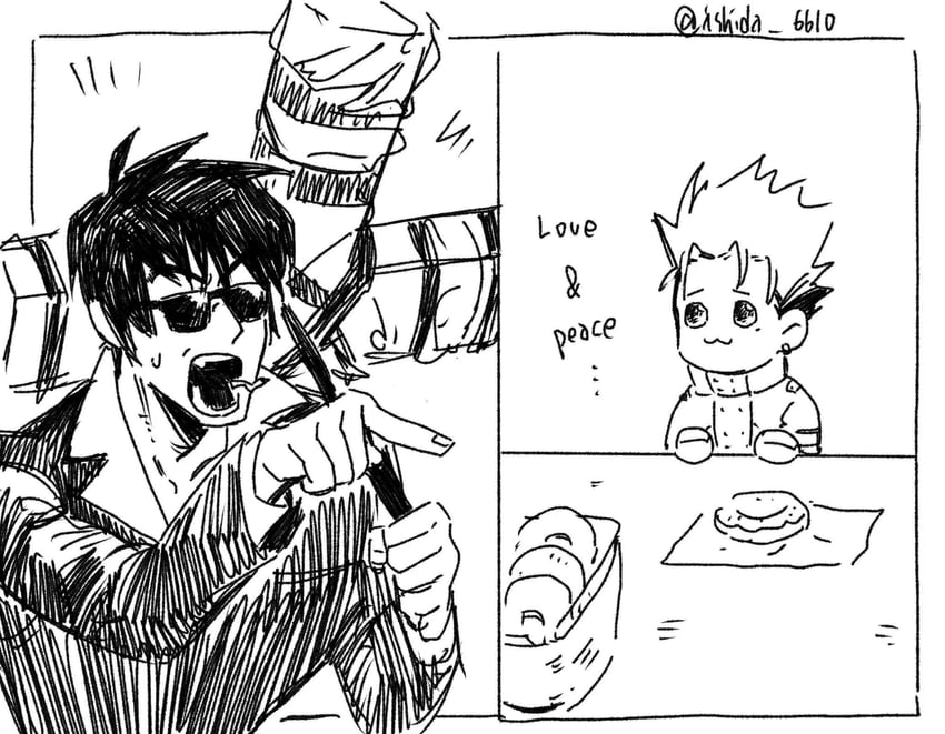 vash the stampede and nicholas d. wolfwood (trigun) drawn by ishida_6610