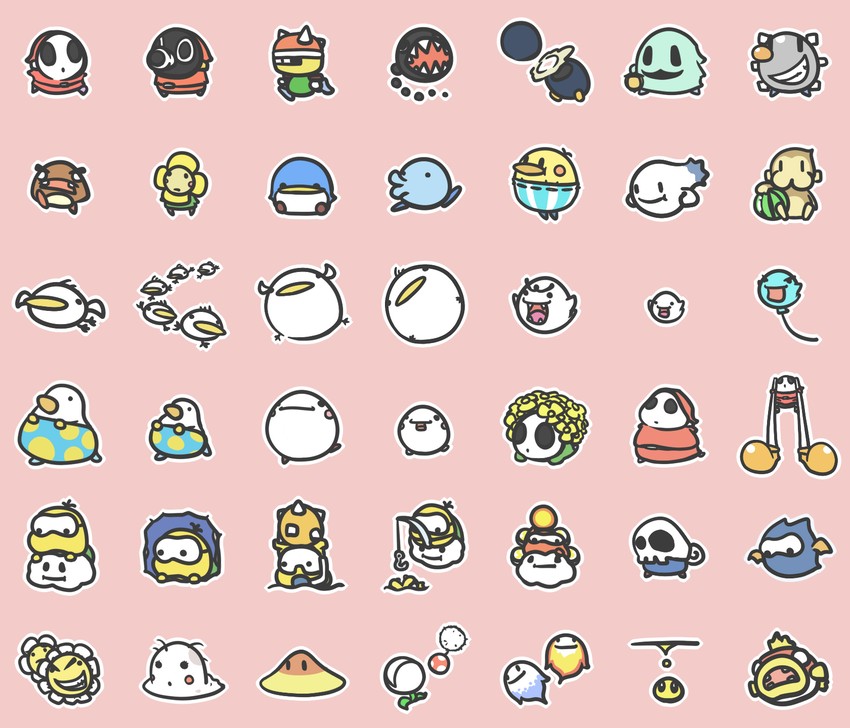 boo, goomba, chain chomp, shy guy, lakitu, and 29 more (mario and 1 more) drawn by chiyapu
