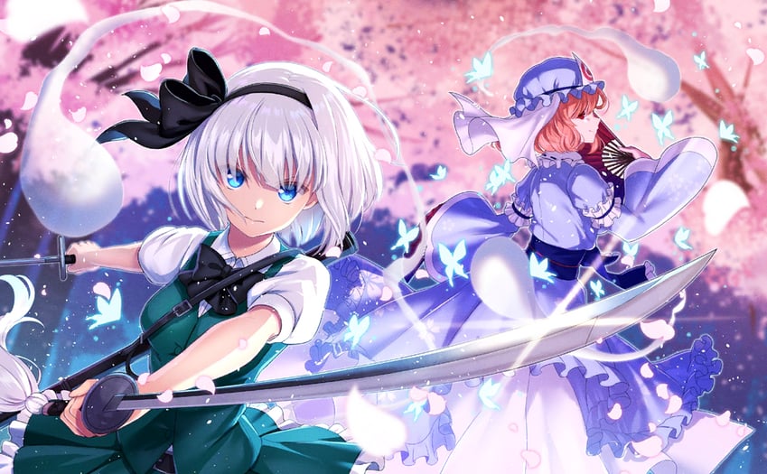 konpaku youmu and saigyouji yuyuko (touhou and 1 more) drawn by enj!