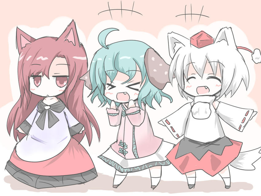inubashiri momiji, imaizumi kagerou, and kasodani kyouko (touhou) drawn by ibuki_(clover_club)