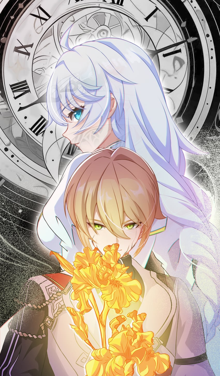 kallen kaslana and otto apocalypse (honkai and 1 more) drawn by m78_zaitaoaotezhanshi