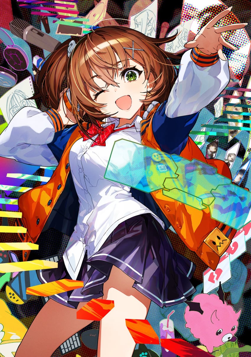 kurogane tama, hidaka reina, seto mitsuki, shirokane aki, haijima ginka, and 2 more (denonbu) drawn by mika_pikazo