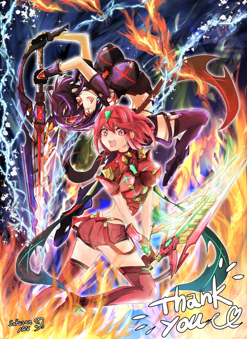pyra (xenoblade chronicles and 2 more) drawn by sofusan1526