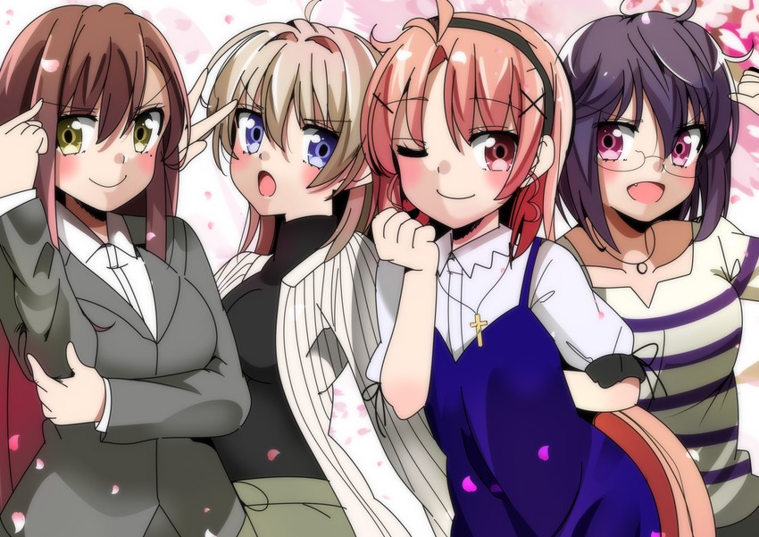 ebisuzawa kurumi, takeya yuki, wakasa yuuri, and naoki miki (gakkou gurashi!) drawn by sinakyo