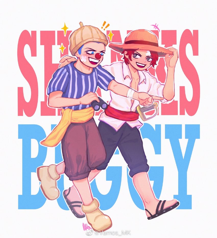 shanks and buggy the clown (one piece) drawn by vamos_mk