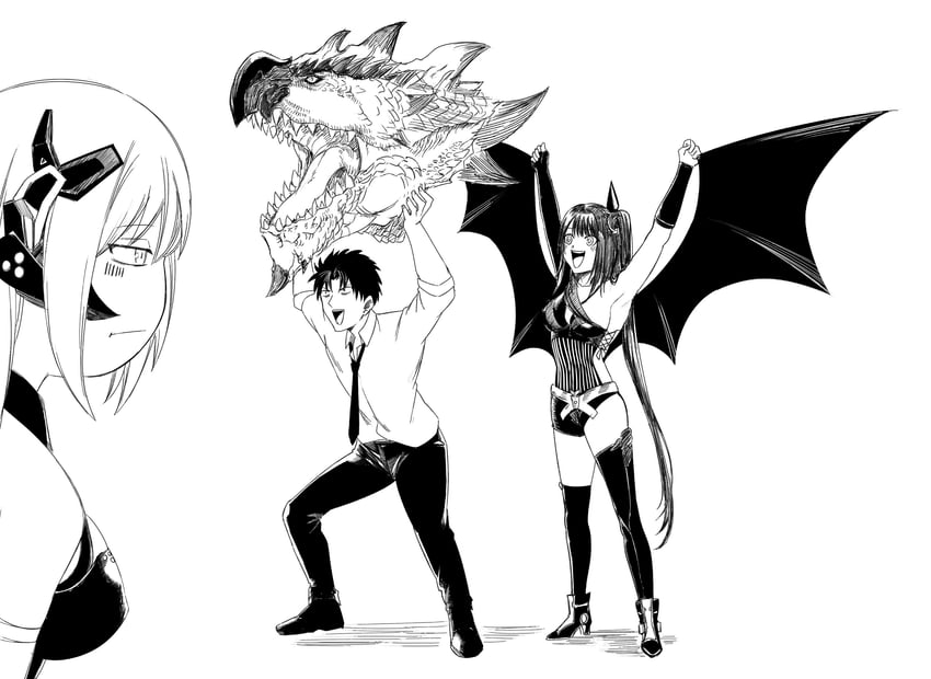 commander, architect, rathalos, and gager (girls' frontline and 1 more) drawn by reizo_ne