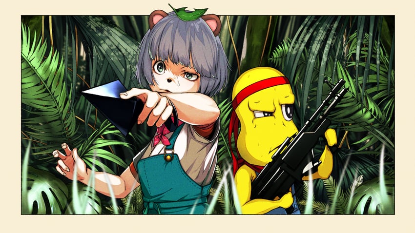 ponpoko and peanuts-kun (mode aim) drawn by momose_nasukura