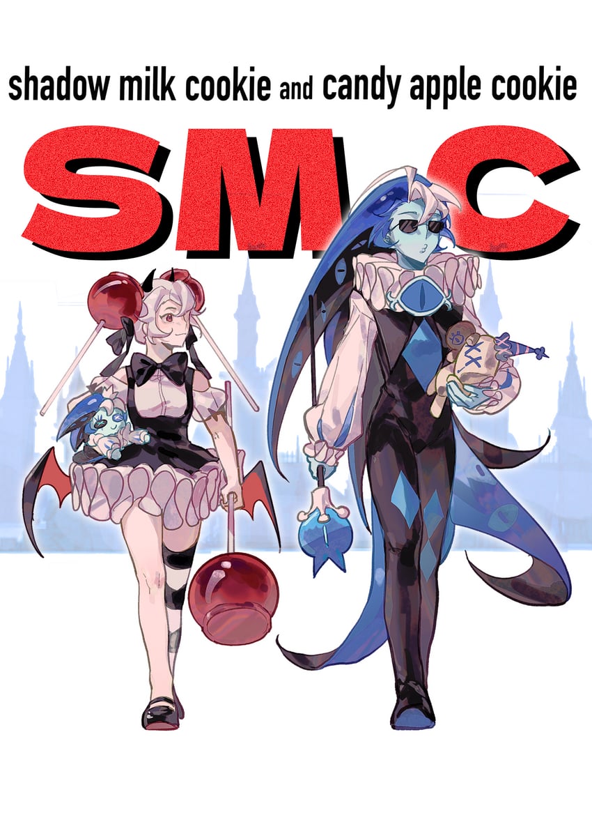 shadow milk cookie and candy apple cookie (cookie run and 1 more) drawn by 2nine_eighteen