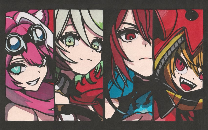 raora panthera, gigi murin, cecilia immergreen, and elizabeth rose bloodflame (hololive and 1 more) drawn by wolf_dog