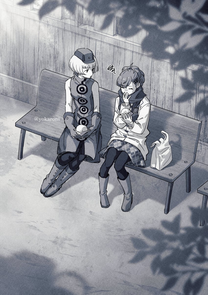 shiomi kotone and elizabeth (persona and 2 more) drawn by yokaroni