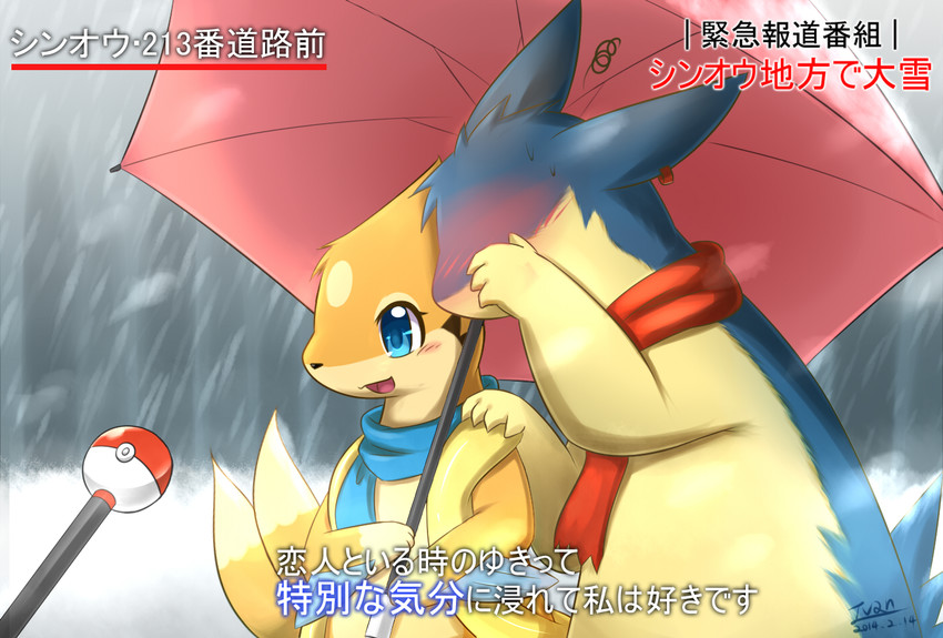 typhlosion and floatzel (pokemon) drawn by ivan_(ffxazq)