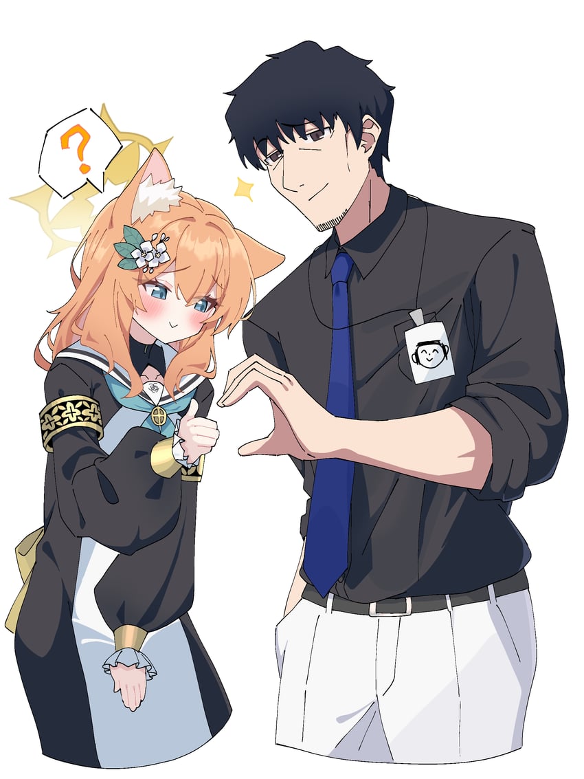 sensei and mari (blue archive) drawn by warabi_mochi_(w4rabimochi)