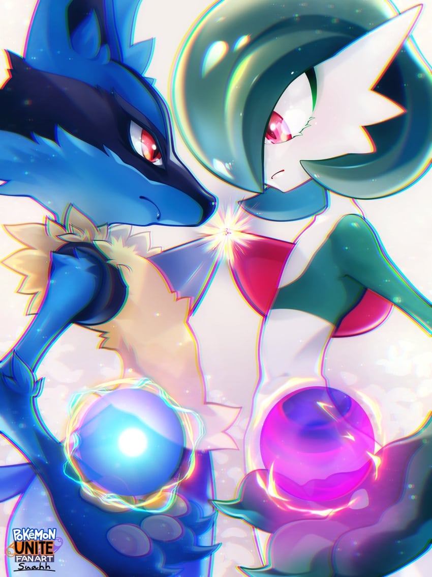 gardevoir and lucario (pokemon and 1 more) drawn by suahh