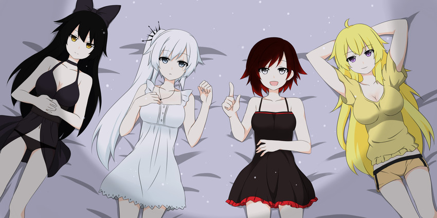 ruby rose, weiss schnee, yang xiao long, and blake belladonna (rwby) drawn by shikniful