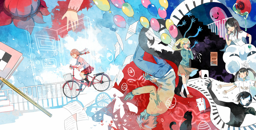 madotsuki, poniko, monoko, uboa, monoe, and 6 more (yume nikki) drawn by getiao