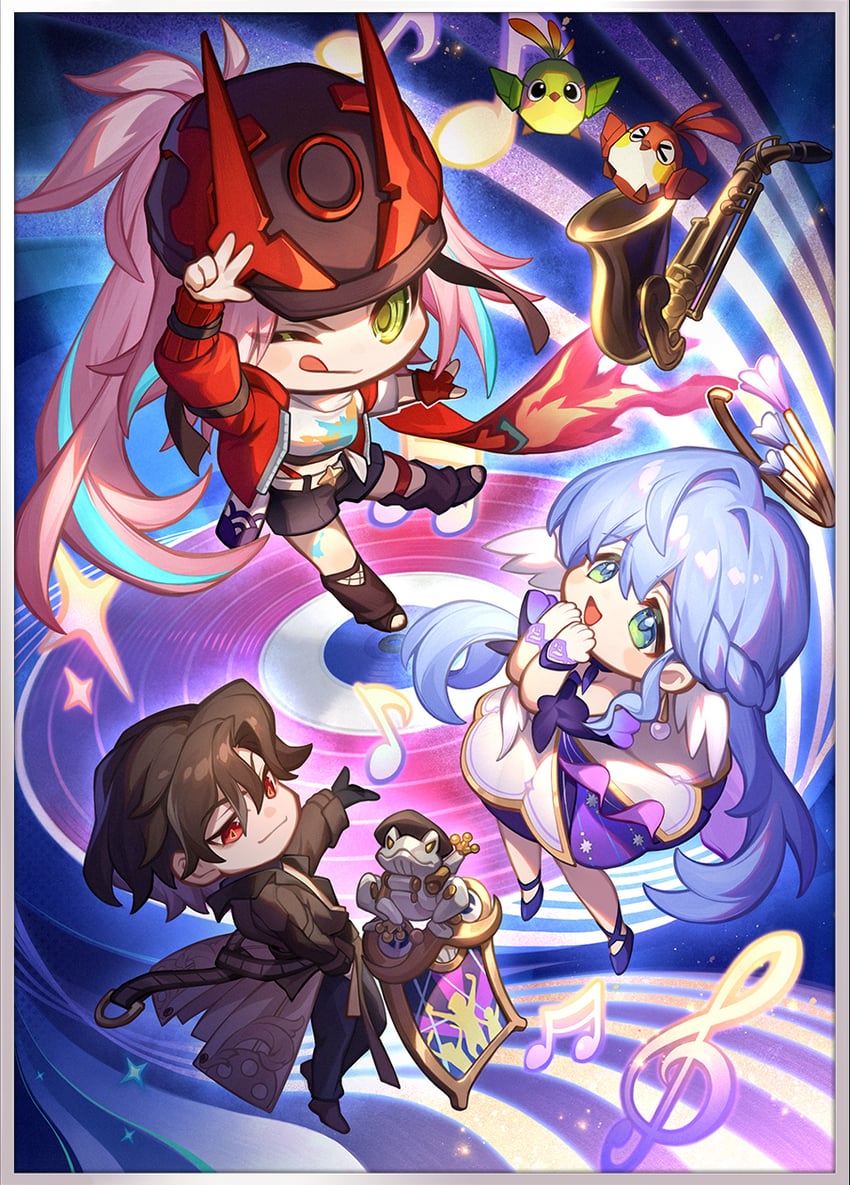 robin, rappa, mr. reca, and mr. herring billboard (honkai and 1 more)