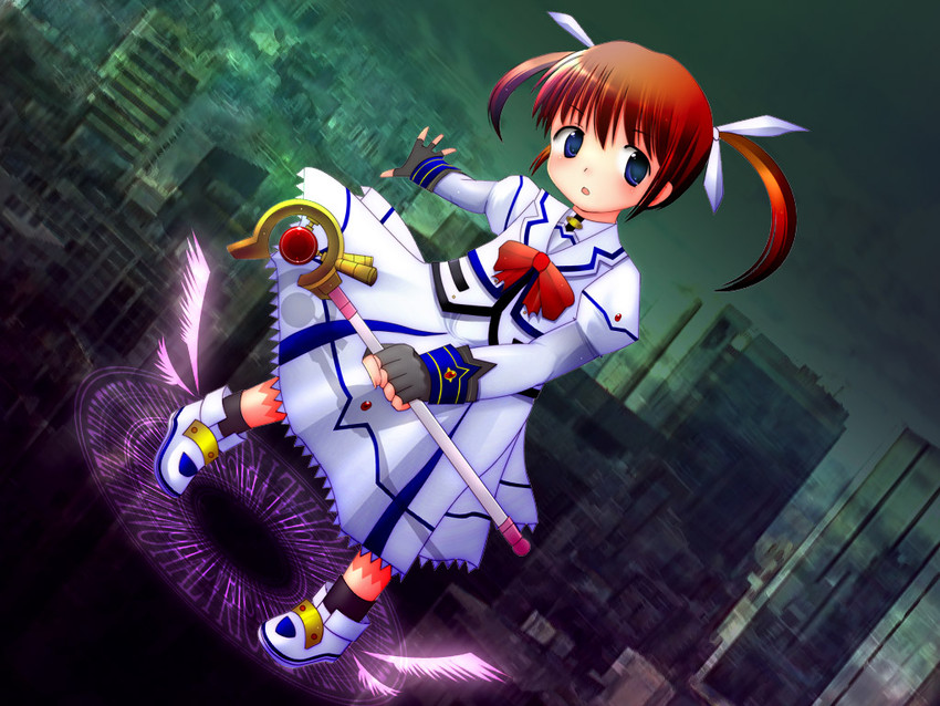 takamachi nanoha and raising heart (lyrical nanoha and 1 more) drawn by asano_(milkcan)