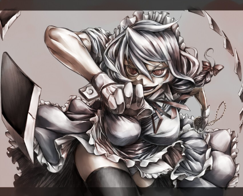 izayoi sakuya (touhou) drawn by matsutake_umeo and uousa-ou