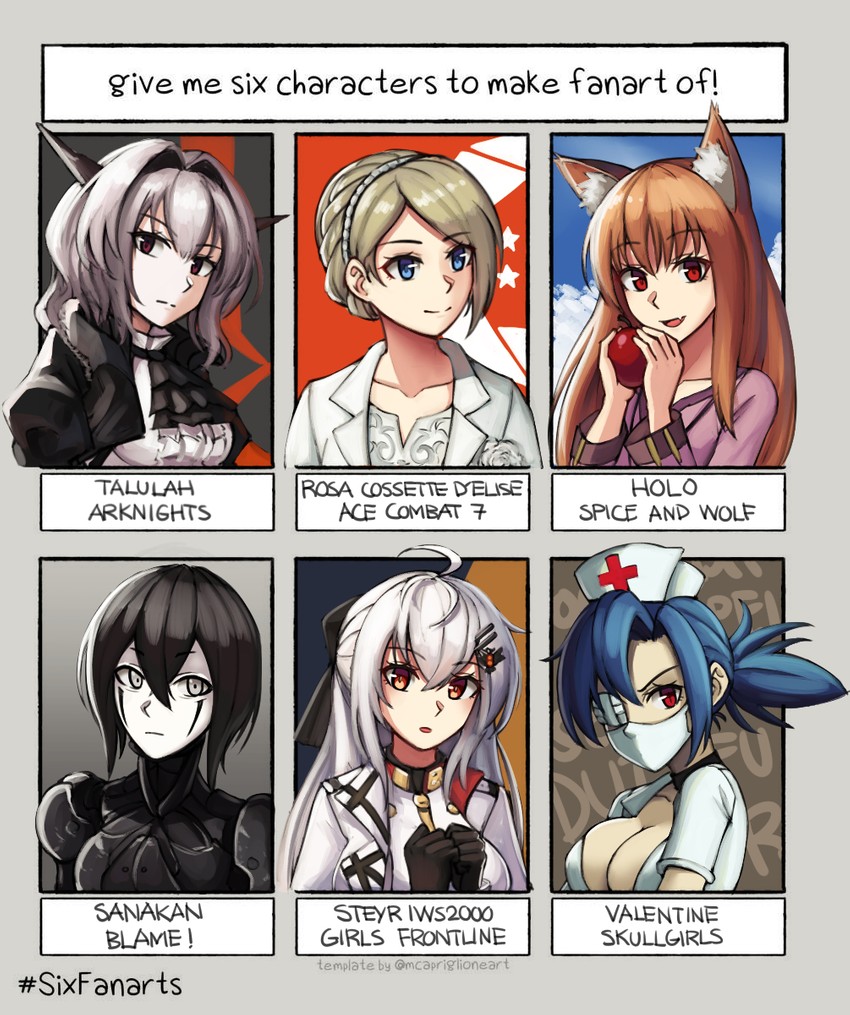 holo, talulah, valentine, iws 2000, sanakan, and 1 more (arknights and 6 more) drawn by ndtwofives