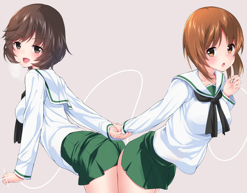 nishizumi miho and akiyama yukari (girls und panzer) drawn by amasora_taichi