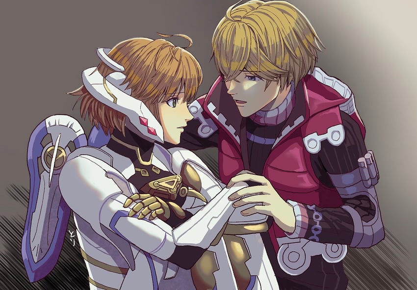 shulk, fiora, and mecha-fiora (xenoblade chronicles and 1 more) drawn by tori_(11toritori)