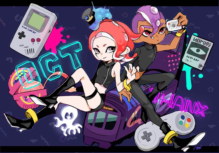 agent 8 and c.q. cumber (splatoon and 2 more) drawn by imaikuy0