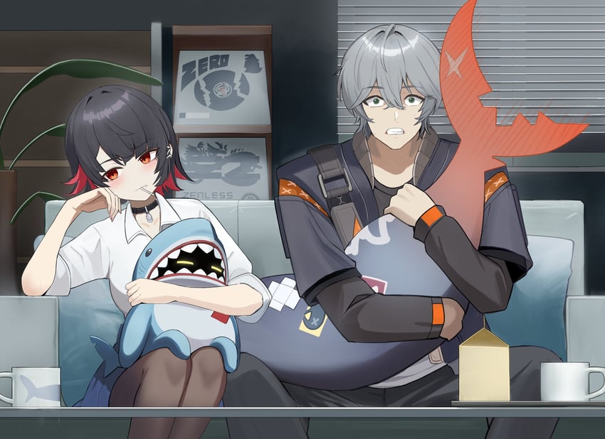 ellen joe, wise, and sharkboo (zenless zone zero) drawn by manjirou_(manji_illust)
