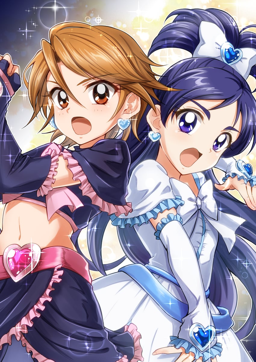 misumi nagisa, yukishiro honoka, cure black, and cure white (precure and 1 more) drawn by zakupiyo