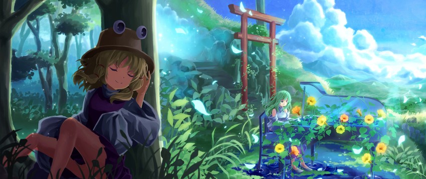 kochiya sanae and moriya suwako (touhou) drawn by niichi_(komorebi-palette)