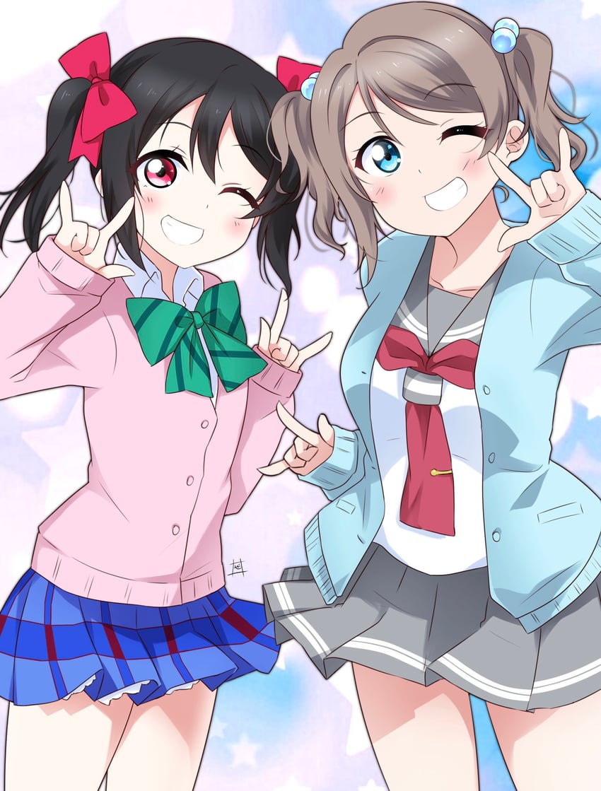 yazawa nico and watanabe you (love live! and 2 more) drawn by zero-theme