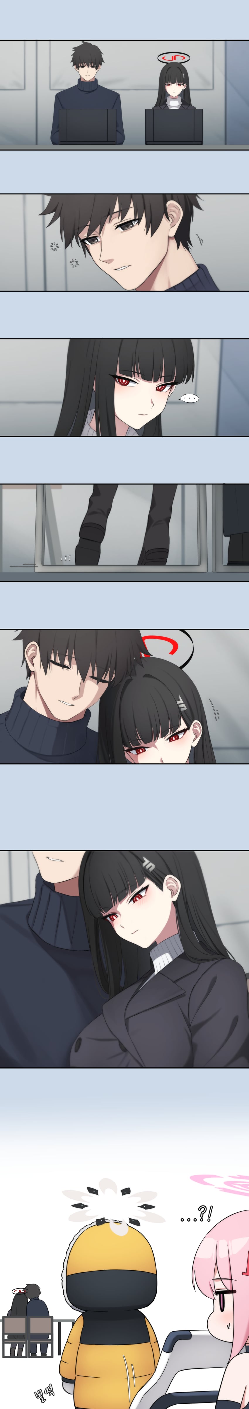 sensei, rio, himari, and eimi (blue archive) drawn by junu_(jwoo5627)