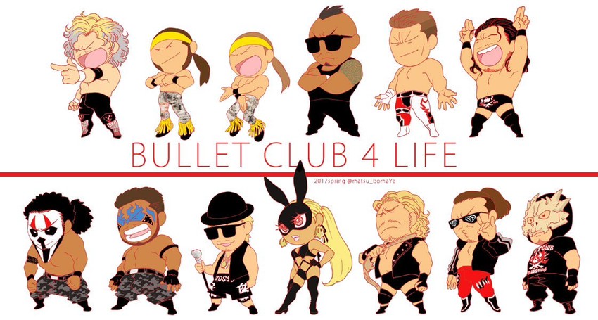 cody rhodes, kenny omega, tama tonga, adam cole, matt jackson, and 8 more (new japan pro wrestling) drawn by matsu_bomaye