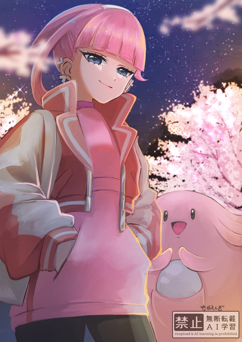 chansey and mollie (pokemon and 1 more) drawn by mocha_fushigi