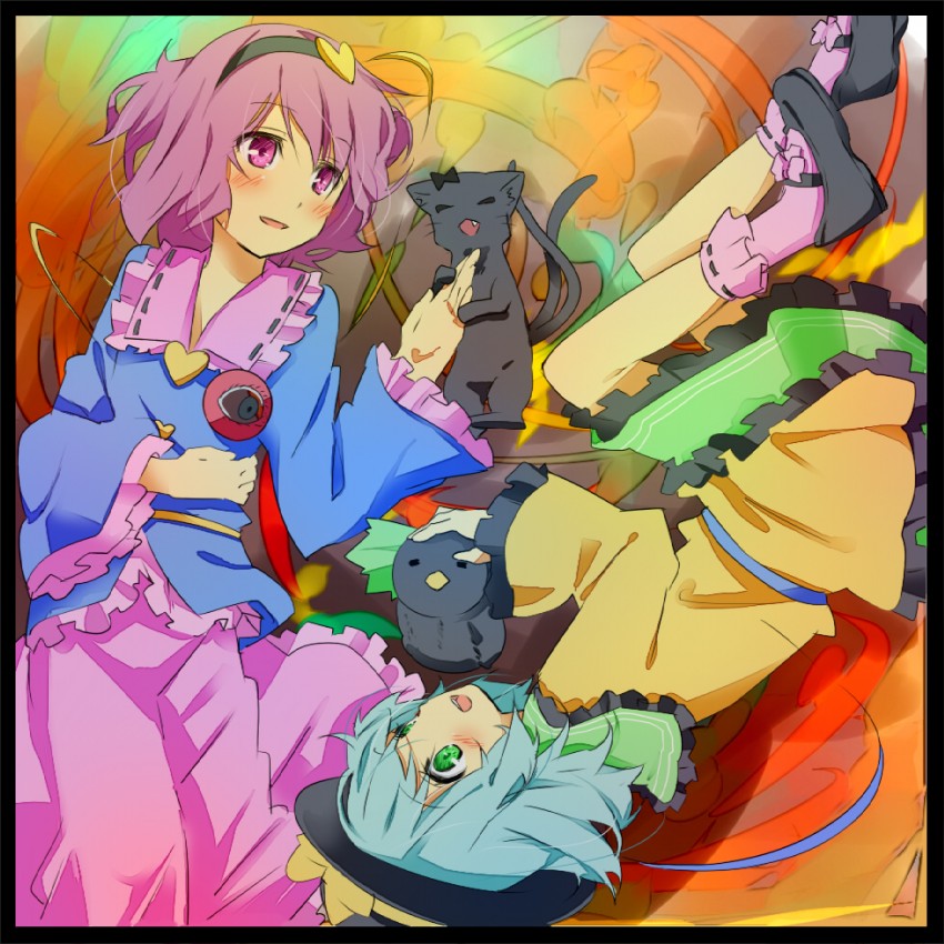 komeiji koishi, komeiji satori, kaenbyou rin, and reiuji utsuho (touhou) drawn by ema20