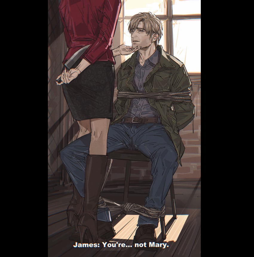 james sunderland and maria (silent hill and 1 more) drawn by nyeigneous