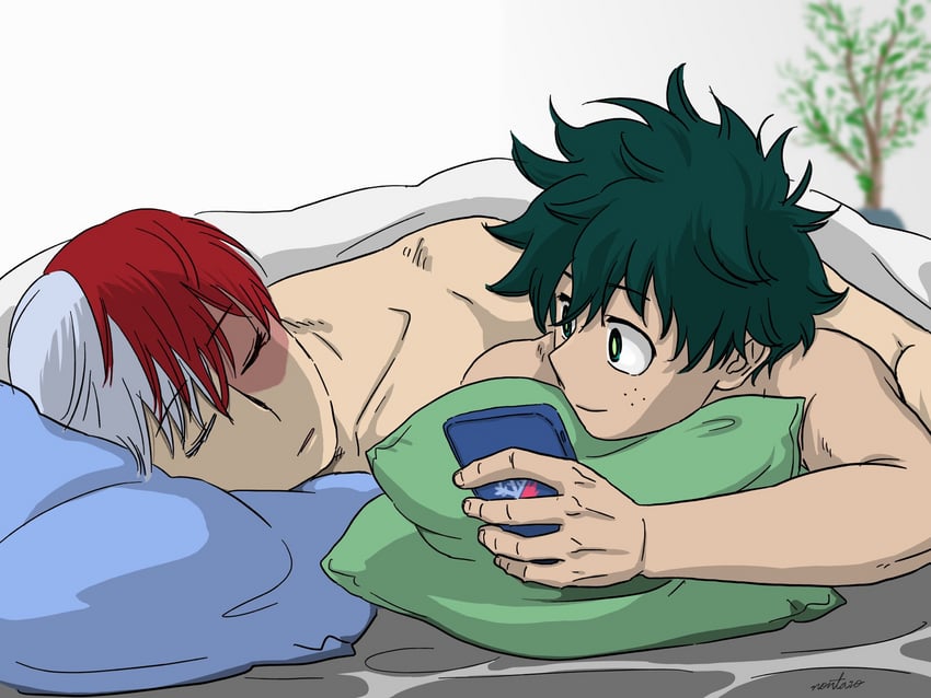 midoriya izuku and todoroki shoto (boku no hero academia) drawn by non_is_not_afro