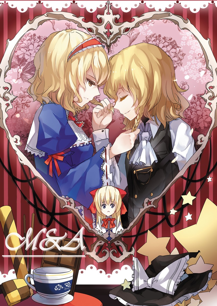 kirisame marisa, alice margatroid, and shanghai doll (touhou) drawn by sindre