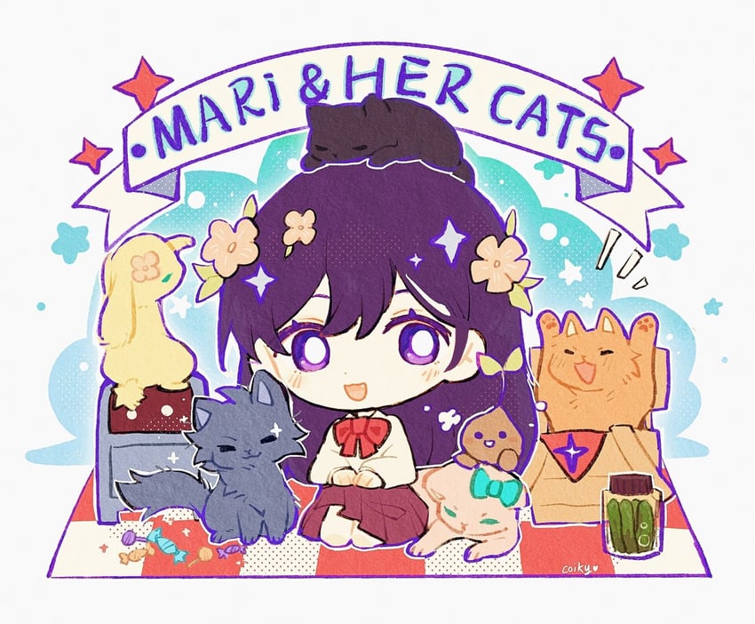 mari, sprout mole, and mailbox (omori) drawn by coiky0314