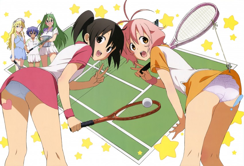 sawanatsu kotone, harukaze asuna, akiyama chitose, fuyukawa kurusu, and elizabeth warren (nyantype and 1 more) drawn by oka_yuuichi
