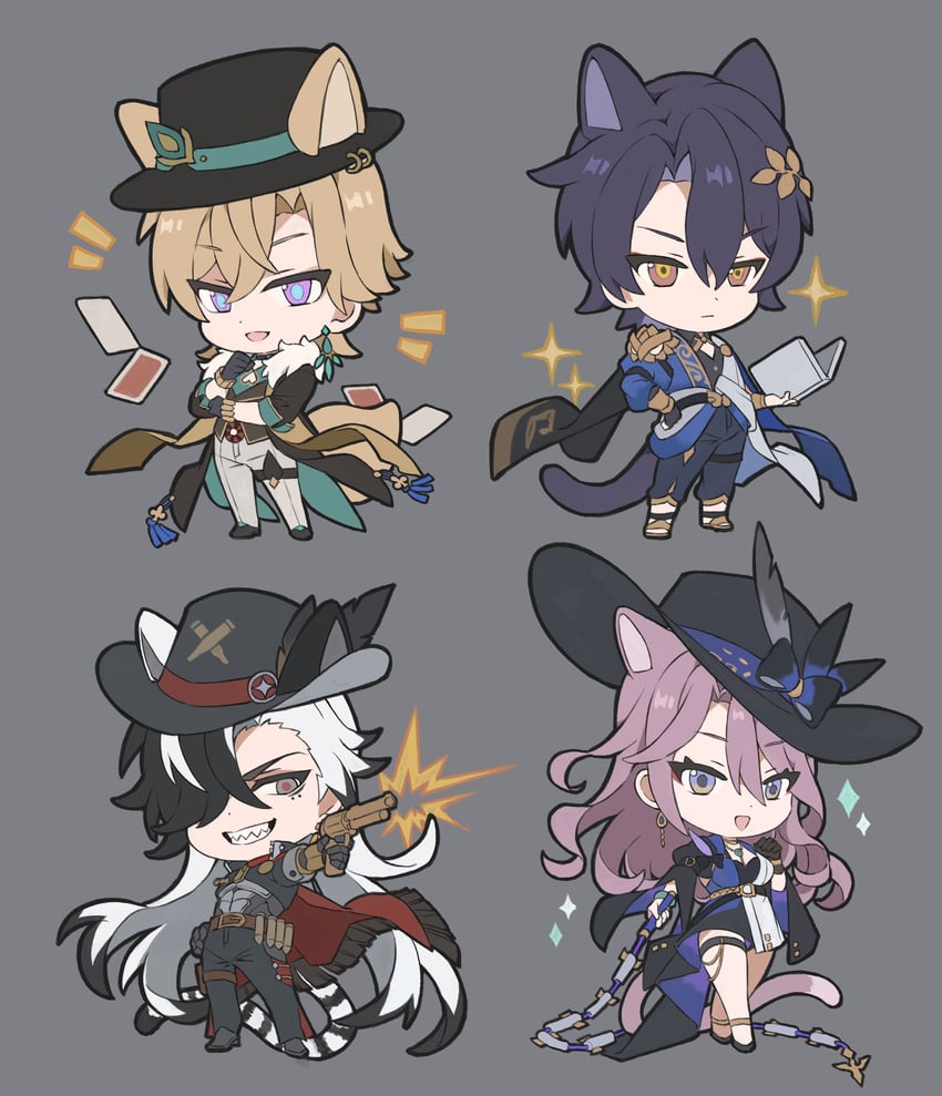 aventurine, dr. ratio, boothill, and jade (honkai and 1 more) drawn by papajay_(jennygin2)