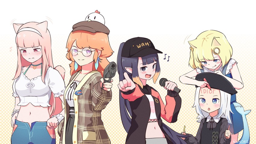 gawr gura, mori calliope, ninomae ina'nis, takanashi kiara, watson amelia, and 1 more (hololive and 1 more) drawn by namiorii