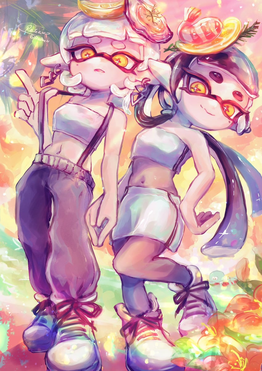 callie and marie (splatoon and 1 more) drawn by ho2yrentea