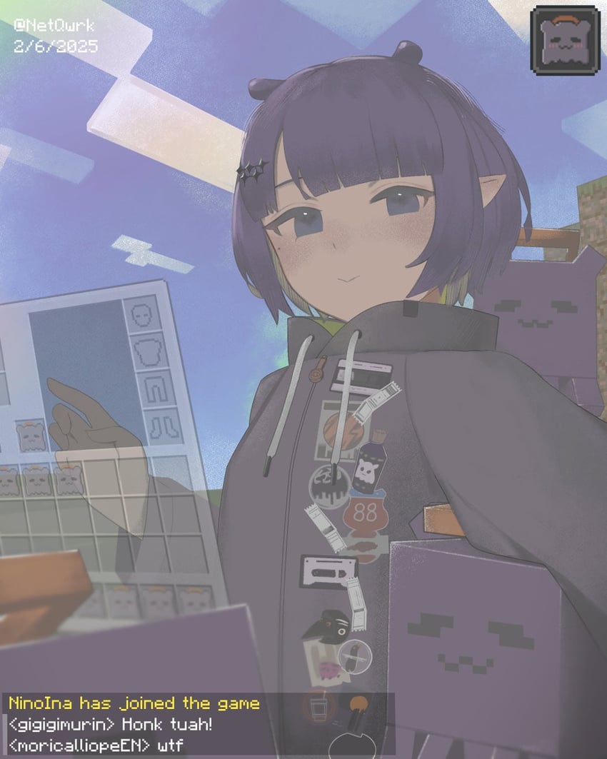 ninomae ina'nis and takodachi (hololive and 2 more) drawn by netqwrk