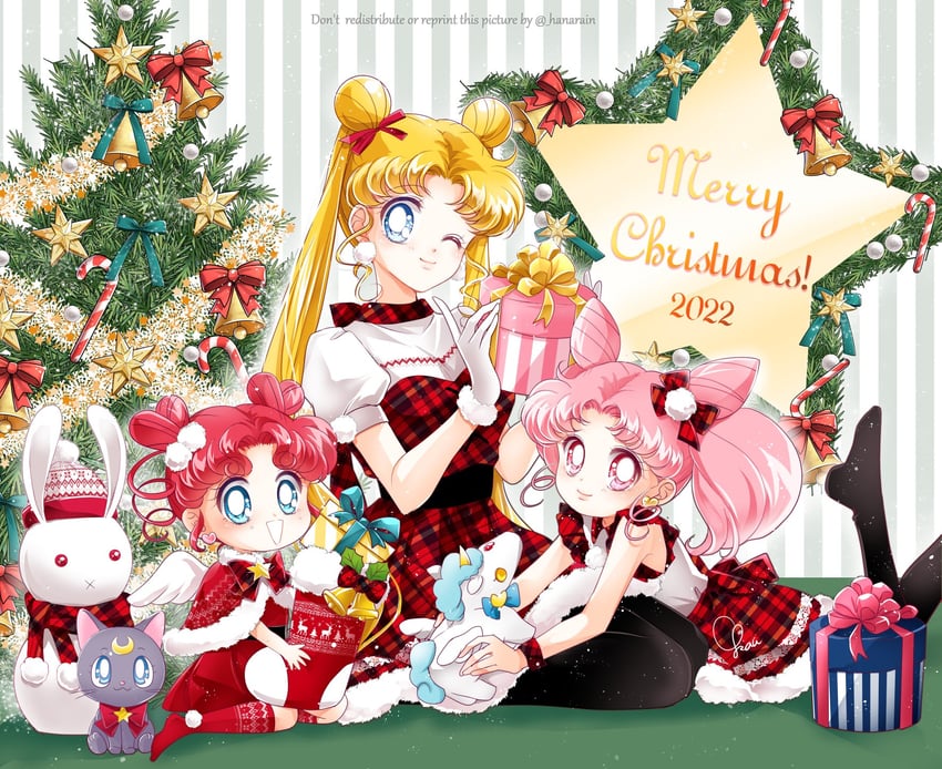 tsukino usagi, chibi usa, luna, and chibi chibi (bishoujo senshi sailor moon and 1 more) drawn by sarashina_kau