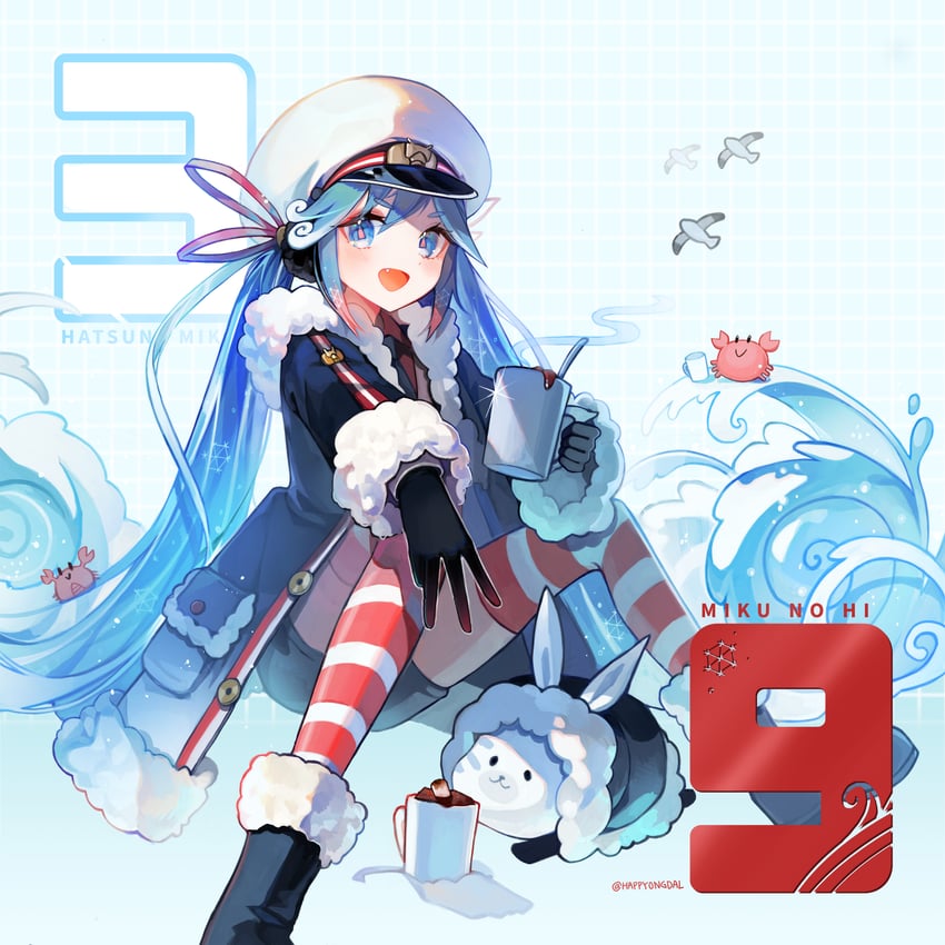 hatsune miku, yuki miku, and rabbit yukine (vocaloid) drawn by happyongdal