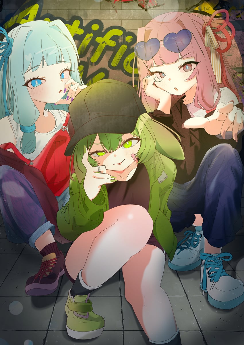 kotonoha akane, kotonoha aoi, and zundamon (voiceroid and 1 more) drawn by nekobasi_neko