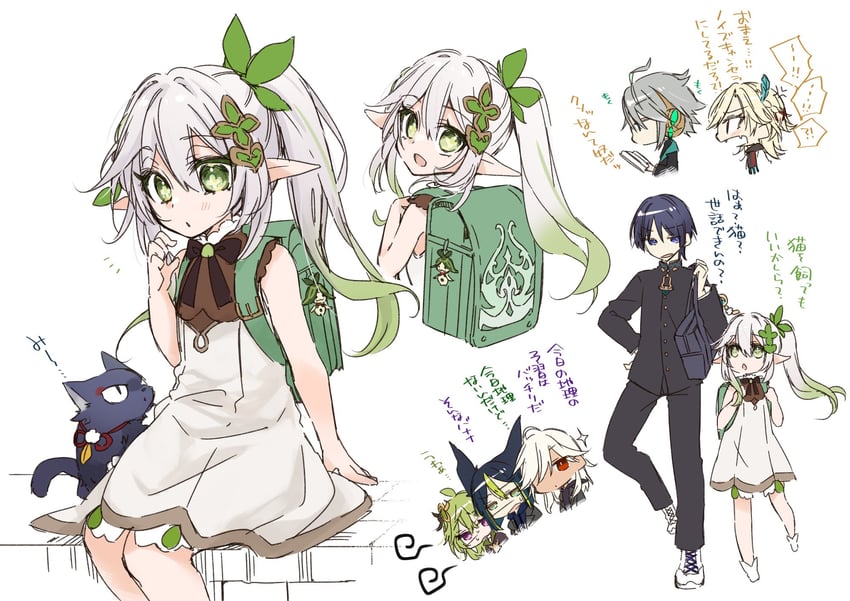 nahida, alhaitham, tighnari, kaveh, cyno, and 2 more (genshin impact) drawn by mao_(alepricos)